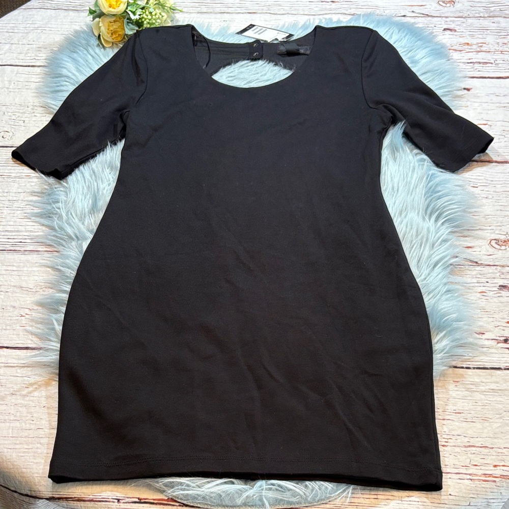 NWT H&M Black Open Back Mini Dress sz 14